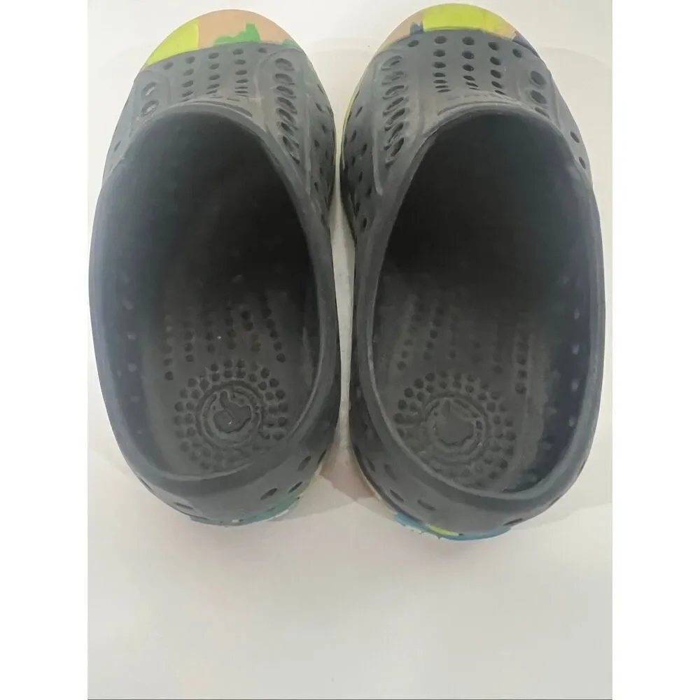 Native Jefferson Marbled Kids Shoes Jiffy Black/Grasshopper Green/Marble C8 Chil